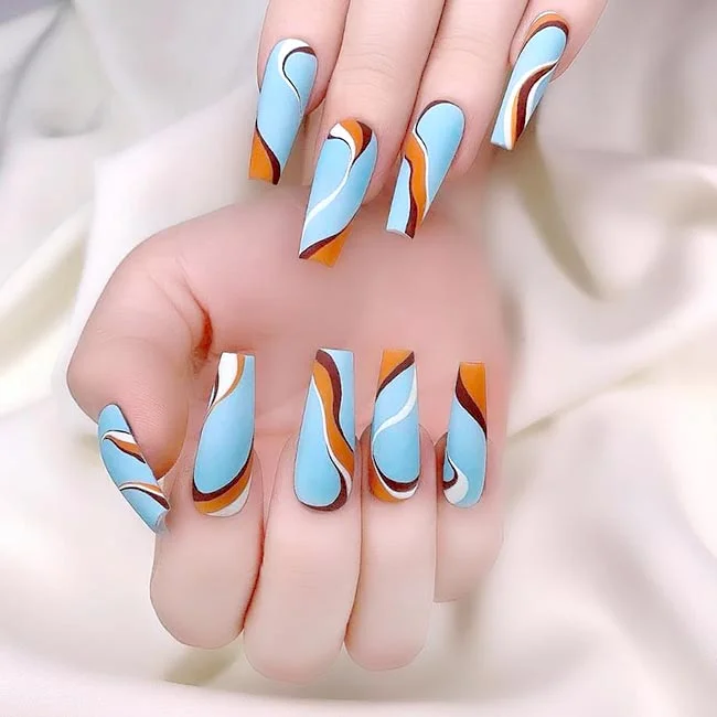 Blue abstract nail art